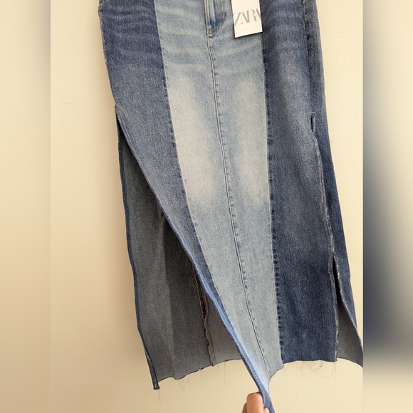 ZARA NEW PATCHWORK DENIM MIDI SKIRT M - Picture 11 of 13
